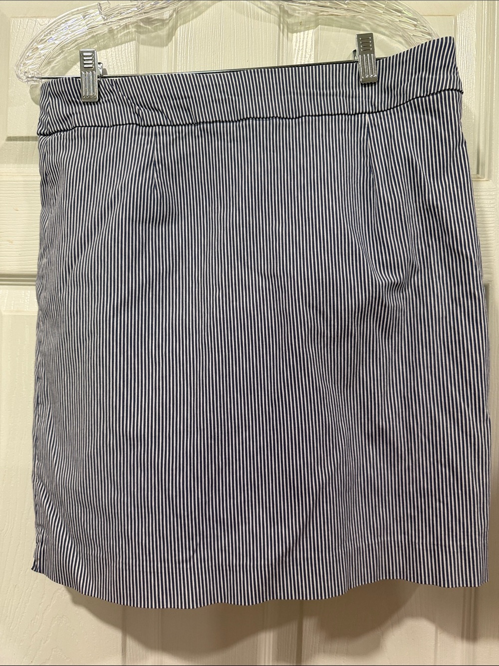 Coral Bay Navy and White Pinstripe Pencil Skirt